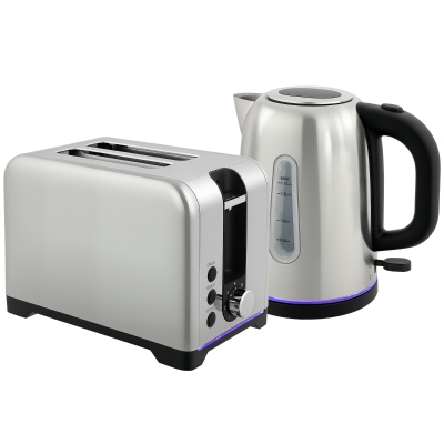 HOMCOM Toaster and Kettle Set Silver Tone