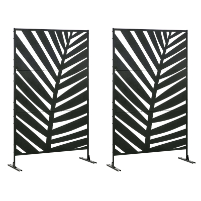 Outsunny Paravents Jardin 122x198cm Motif Végétal Noir
