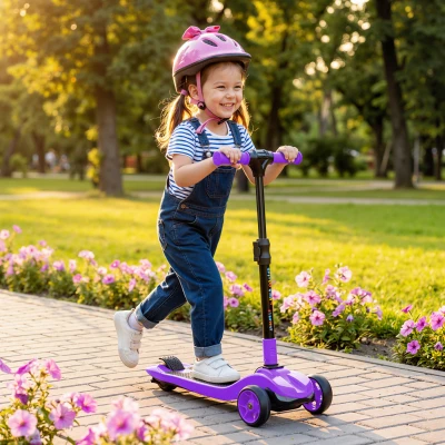 AIYAPLAY Foldable Electric Scooter 3-Wheel Kids Purple