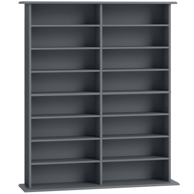 HOMCOM Media Shelf 16-Compartment Grey