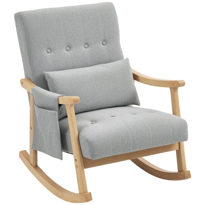 HOMCOM Wood Rocking Accent Chair Light Grey