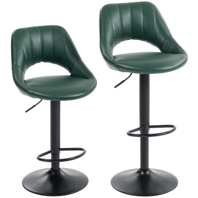 HOMCOM Faux Leather Bar Stools Set of 2 Dark Green