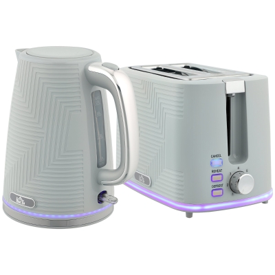 HOMCOM Modern Kettle & Toaster Set Grey
