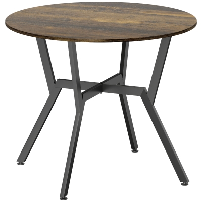 HOMCOM Round Dining Table Rustic Brown 90x76cm