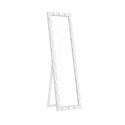 HOMCOM Espejo de cuerpo entero 150x40 cm espejo LED con 24 bombillas 3 tonos de luz, independiente, apoyable o para montaje en pared Blanco