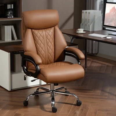 HOMCOM Executive Office Chair Spring Padding Light Brown
