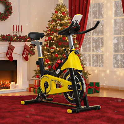 HOMCOM Exercise Bike 6kg Flywheel Adjustable Resistance Yellow