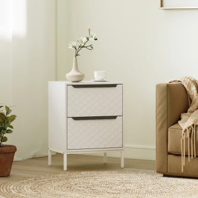 HOMCOM Chest of Drawers 2-Fabric Aluminium Handles White