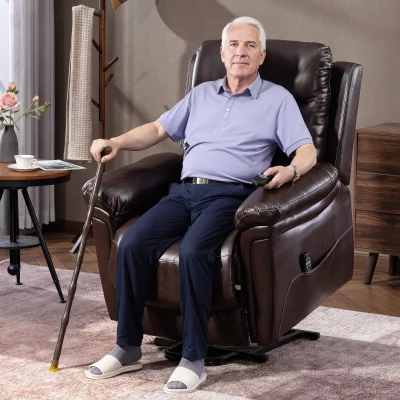 HOMCOM Power Lift Recliner Chair Massage Heat USB Brown