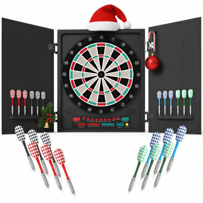 HOMCOM Cible Fléchettes Électronique 27 Jeux Noir