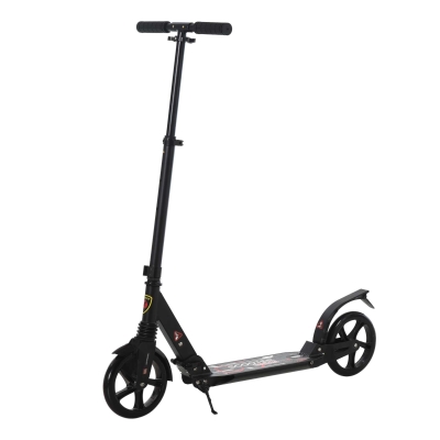 HOMCOM Patinete Plegable Scooter con Manillar Altura Ajustable Patinete Ligero para Adultos y Niños (más de 14 años) Tipo Monopatín con Freno Grandes Ruedas Ø200 mm Aluminio Carga 100kg
