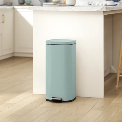 HOMCOM 30L Pedal Bin Soft-Close Removable Bucket Green