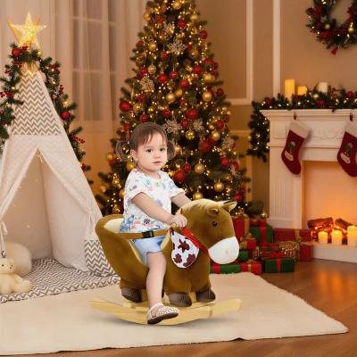 HOMCOM Kids Rocking Horse with Safety Harness - Brown