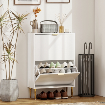 HOMCOM Sapateira Estreita Sapateira para Entrada com Prateleiras Ajustáveis para 12 Pares de Sapatos 60x24x91,5 cm Branco