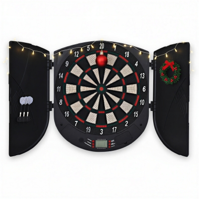 HOMCOM Cible Fléchettes Électronique 26 Jeux Noir