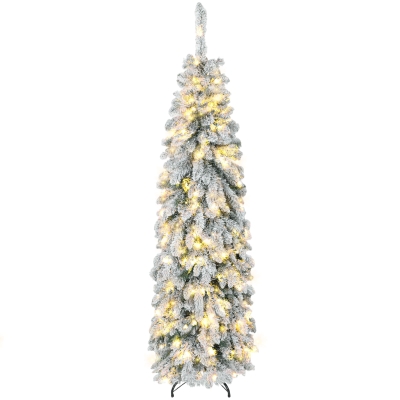 HOMCOM Árbol de Navidad Estrecho 180 cm con Luces LED Bicolores 11 Modos de Iluminación Temporizador 540 Ramas Verde