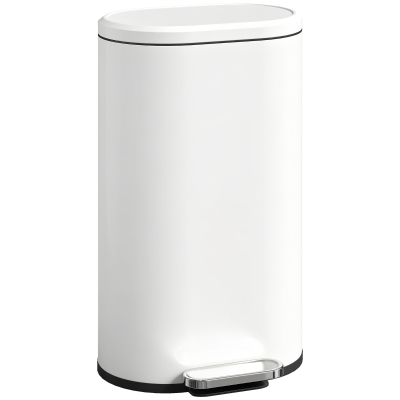 HOMCOM 30L Slim Pedal Bin Soft-Close Lid Cream