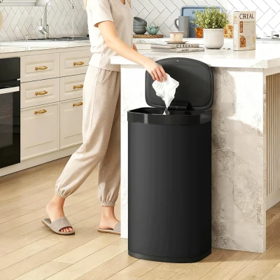 HOMCOM 55L Sensor Bin Stainless Steel Black