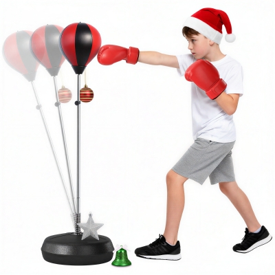 HOMCOM Punching Ball Enfants Gants Pompe Réglable 125-145cm