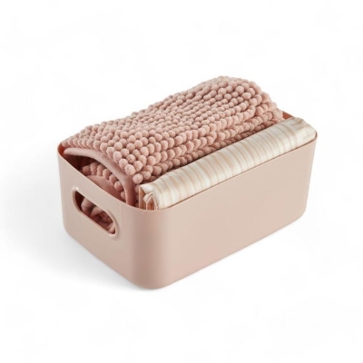 Set de douche - TODAY - UTILITY - Panier, tapis, rideau - Pink
