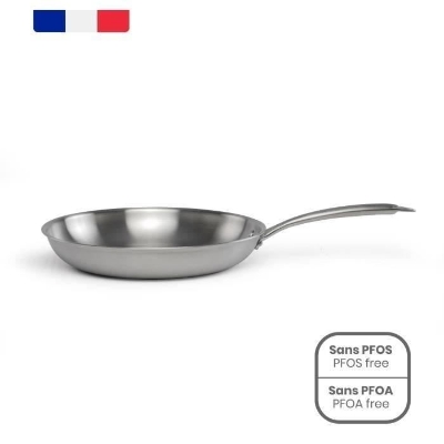 Poele Acier inoxydable 18/10 Triply Brigade 24 cm - LIVOO - MEP158 - Tous feux dont induction - Made in France