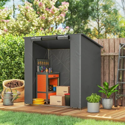 Outsunny Tenda de garagem 1,9x1,2 m Impermeável Tenda de garagem com porta enrolável com zíper janela de ventilação cinza escuro