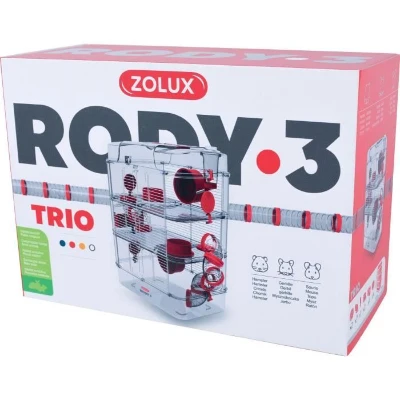 Cage sur 3 étages ZOLUX - Rody3 trio - Pour hamsters, souris et gerbilles - L 41 x p 27 x h 53 cm - Grenadine