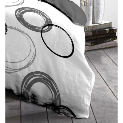 Parure de couette microfibre Audace - 1 housse de couette 240x260 cm + 2 taies d'oreiller 63x63 cm - Gris clair - HOME LINGE