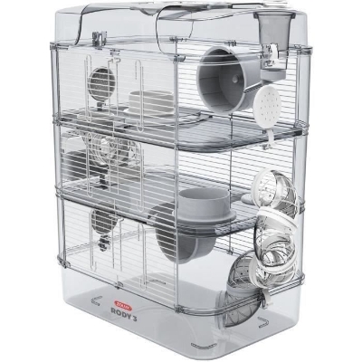 ZOLUX Cage sur 3 étages  Rody3 trio - Pour hamsters, souris et gerbilles - L 41 x p 27 x h 53 cm - Blanc