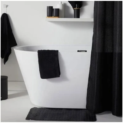 Set de douche - TODAY - UTILITY - Panier, tapis, rideau - Black