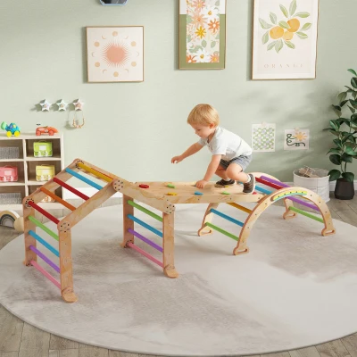 AIYAPLAY Triangle d'Escalade Enfant avec Rampe Réversible Multicolore
