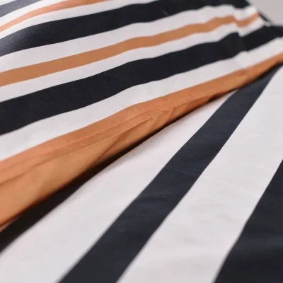 Parure de lit 2 personnes -TODAY - 240x220 cm - 100% Coton - Orange, Noir et Blanc