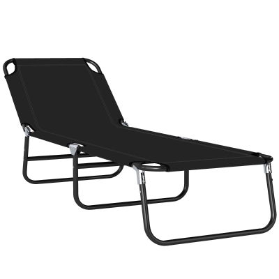 Outsunny Foldable Sun Lounger with 5-Position Adjustable Backrest, Outdoor Portable Recliner Chaise Lounge Chair with Breathable Mesh Fabric, Black