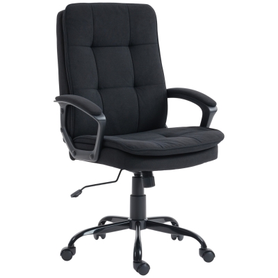 HOMCOM Linen Office Chair Double-Padded Black