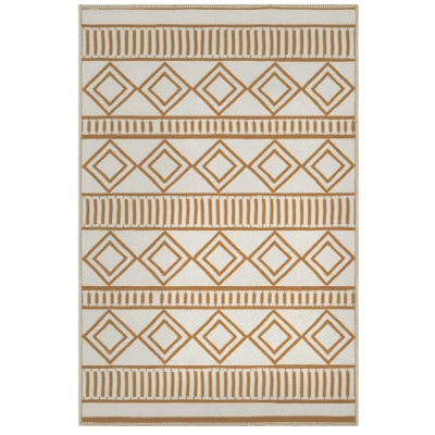 Outsunny Dywan zewnętrzny, Dywan z tworzywa sztucznego, Wodoodporny dywan balkonowy, do ogrodu, kempingu, Kawa + Krem, 121 x 182 cm