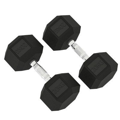 Hantle HOMCOM z teksturowanym uchwytem, żeliwne, 2 x 20kg, dla mężczyzn i kobiet, do domu, siłowni, treningu siłowego