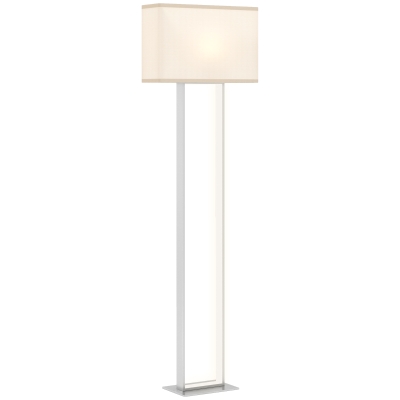 HOMCOM LED Floor Lamp, 150 cm Dimmable Standing Lamp with Linen Shade and Foot Switch, Modern Minimalist Tall Night Light with Metal Base for Living Room, Bedroom, Office, White