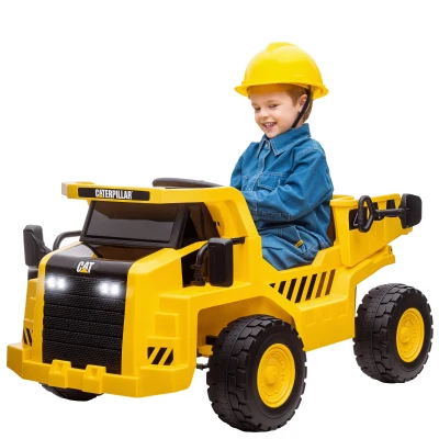 AIYAPLAY Dziecięcy Elektryczny Traktor 12V z Pilotem, Łyżka, Elektryczne Auto z Muzyką, Głośnikiem, Światłami, 3-5 km/h, dla Dzieci 3-6 Lat, Żółty