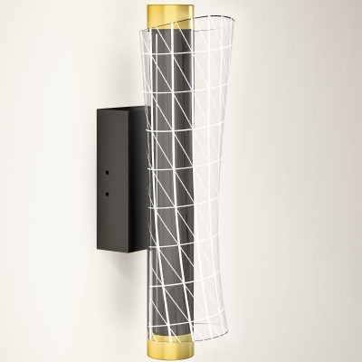 HOMCOM Zestaw 2 Lamp Ściennych, Wewnętrzne Lampy Ścienne LED z Regulacją, Design Siatki, 3 Kolory Światła, Lampka Nocna, Lampka do Korytarza dla Salonu, Sypialni, Metal, Czarny