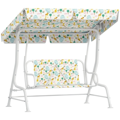 Huśtawka dla dzieci 2-osobowa, regulowany dach, stalowa rama