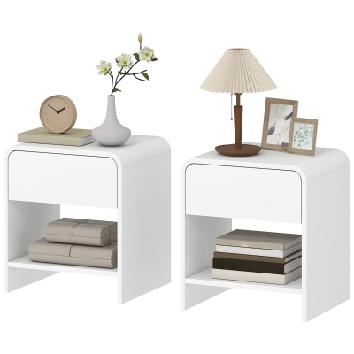 HOMCOM Lot 2 Tables de Chevet Modernes avec Tiroir Blanc