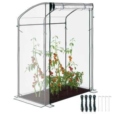 Szklarnia z drzwiami, łukowy dach, stalowa konstrukcja, zimowa