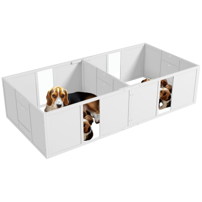 PawHut Whelping Box for Dogs and Puppies, Dog Whelping Pen, Dog Birth Supplies Indoor with Removable Adjustable Height Doors, for Medium Sized Dogs, 196L x 96W x 48Hcm