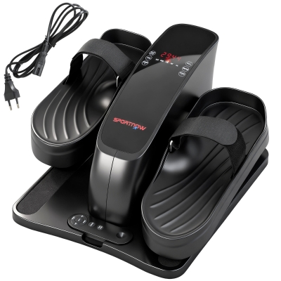 SPORTNOW Mini Orbitrek Domowy Podbiurkowy Elektryczny z Pilotem LED Wyświetlacz 12 Prędkości Antypoślizgowy Cichy Przenośny Trener Nóg dla Seniorów i Dorosłych