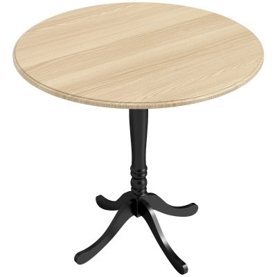 HOMCOM Masă rotundă pentru 4 persoane Ø 80 cm, masă de bucătărie, suport din oțel, stil modern, lemn natural și negru