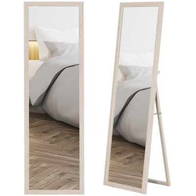 HOMCOM 160 x 50 cm Full Length Mirror, Standing, Wall-Mounted or Leaning Against Wall, Rectangular Full Body Mirror with Frame for Bedroom, Living Room, Entryway, White