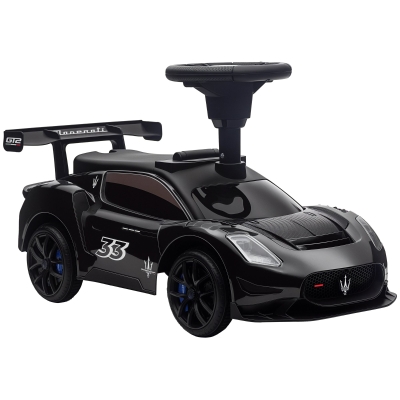 AIYAPLAY Ride on Sliding Car, Baby Push Car Licensed Maserati GT2 with Under Seat Storage, Music, Horn, Foot to Floor Toddler Car for 18-60 Months, Black