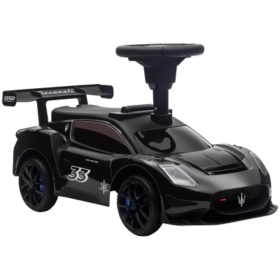 AIYAPLAY Ride on Sliding Car, Baby Push Car Licensed Maserati GT2 with Under Seat Storage, Music, Horn, Foot to Floor Toddler Car for 18-60 Months, Black