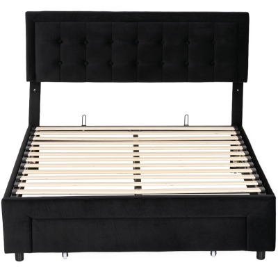HOMCOM Ottoman Bed Frame with Drawer - Black