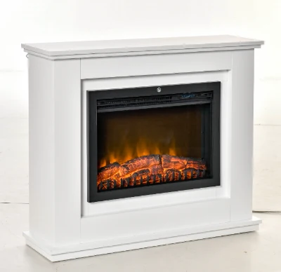 HOMCOM Kominek elektryczny z ogrzewaniem, efekt płomienia LED 3D, 2 poziomy mocy, 2000W, funkcja startu adaptacyjnego, pilot zdalnego sterowania, timer, ochrona przed przegrzaniem, biały